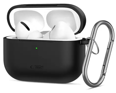 Etui Tech-Protect Silicone Hook czarne / Etui / do Apple AirPods Pro 3 / silikon z karabińczykiem