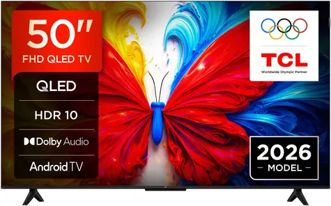 50-calowy TCL 50S5L czarny / Telewizor / QLED / 4K UHD / Android TV / Wi-Fi / BT / LAN / 2x HDMI / głośniki 20 W