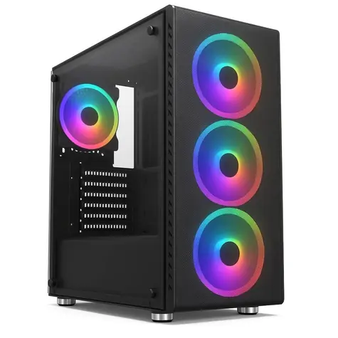 1stCool Rainbow 4 czarny / obudowa PC / Mid Tower / ATX / zasilacz 650W 88+ / 4X wentylator 120mm / przezroczysty panel boczny