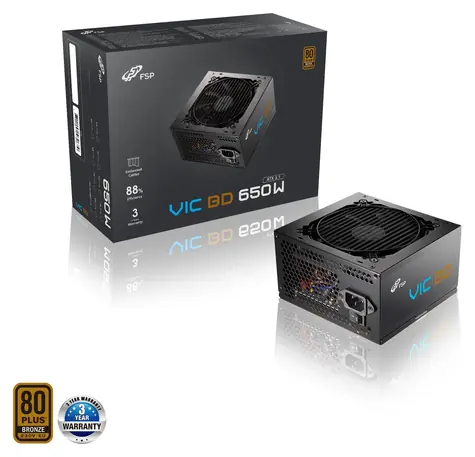 FSP VIC BD 650 czarny / Zasilacz / ATX 3.1 / 650W / 80PLUS Brąz / Wentylator 120mm