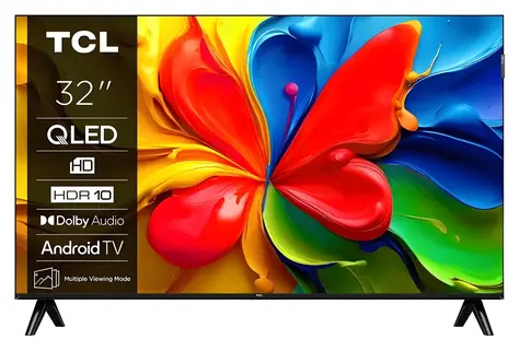 32" TCL 32V4C czarny / Telewizor / QLED / HD Ready / Android TV / Wi-Fi / BT / DVB-T2/C/S2