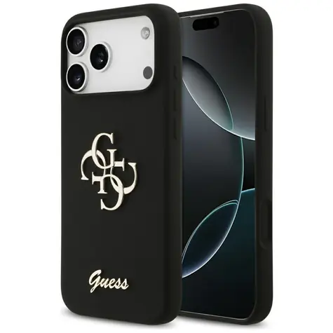 Guess Silicone Big 4G Script czarny / Etui / iPhone 17 Pro Max