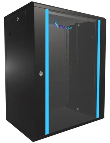 Extralink Stelaż ścienny 15U czarny / Stelaż / 19" / 600x450 mm / Drzwi szklane / nośność 120 kg
