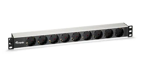Panel gniazd Equip 19" czarno-srebrny / Panel gniazd / 1U / 9x Schuko / 16 A / aluminium