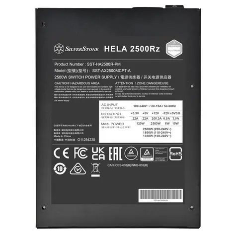 Silverstone HELA 2500Rz / Zasilacz / ATX 3.1 / 2500W / Cybenetics Platinum / modułowy