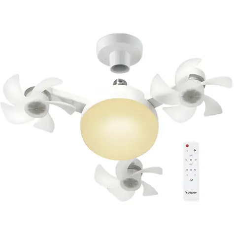 Beper P206VEN612 biały / Wentylator sufitowy / Oświetlenie LED / 3 prędkości / Pilot zdalnego sterowania / 50 W