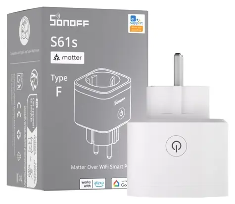 Sonoff S61S biały / Inteligentne gniazdko / Wi-Fi / Matter / 3840 W