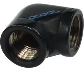 Alphacool HF czarny / Adapter / Gwint wewnętrzny G1/4 / Kąt 90°