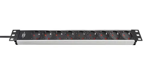 Brennenstuhl Alu-Line Cali 19" silver/black / Power strip / 9x socket / IEC C14 / 2 m / 1U