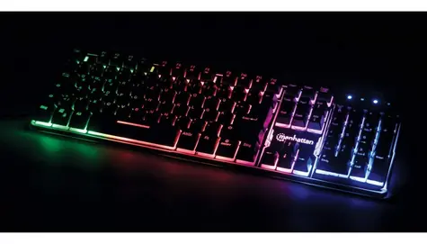 Klawiatura gamingowa USB Manhattan czarna / Klawiatura / przewodowa / Podświetlenie LED / Anti-ghosting / metalowa podstawa / IPX4