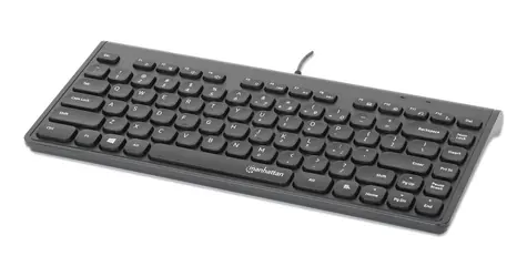 Klawiatura Manhattan Slim USB czarna / Klawiatura / membranowa / 82 klawisze / 1,5 m
