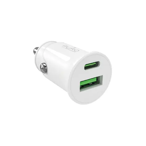 Puro PRO LITE biały / Ładowarka samochodowa / USB-A + USB-C / PD 20W
