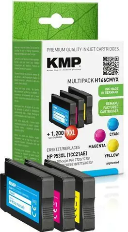 Alternatywny wkład KMP HP 953XL Multipack (1CC21AE) / Wkład atramentowy / 3 kolory / 6000 stron / układ hybrydowy