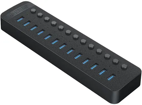 Hub USB Orico 13x USB-A z przełącznikami czarny / Hub USB / 13x USB-A 3.0 / przełącznik na każdym porcie / zasilacz 60W