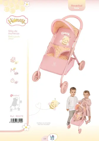 DeCuevas 90570 Honey 2026 / Wózek dla lalek / sportowy / 55 cm / od 3 lat
