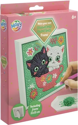 MOXY Obraz diamentowy na ramie Koty 15x15 cm / od 6 lat