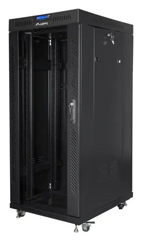 Lanberg 27U 19" czarny / Szafa rack / 600x800 mm / Opakowanie płaskie / Drzwi szklane / LCD