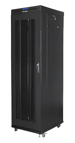 Lanberg Rack 42U czarny / Szafa rack / 19" / 600x800 mm / Opakowanie płaskie / Drzwi perforowane / LCD