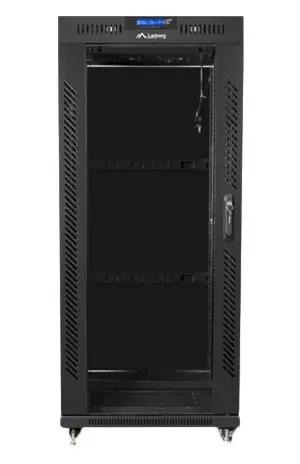Lanberg 27U 19" czarny / Szafa rack / 600x600 mm / Opakowanie płaskie / Drzwi szklane / LCD