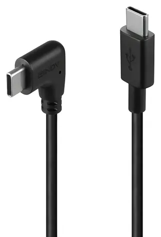 Lindy USB-C - USB-C 90° czarny / kabel USB / USB 2.0 / 1 m / PD 60W