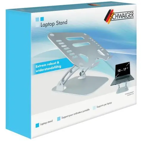 Podstawka pod laptopa Schwaiger srebrna / Podstawka pod laptopa / aluminiowa / regulowana wysokość / składana / do 20"