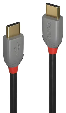 Lindy Anthra Line czarny / kabel USB / USB-C - USB-C / 0,5 m / 480 Mbit/s