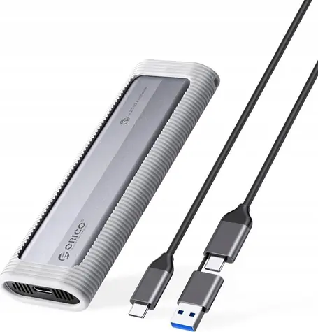 Obudowa zewnętrzna Orico na dyski SSD M.2 NVMe i NGFF, szara / Obudowa zewnętrzna na dysk SSD / Kabel USB-C / 6-10 Gb/s / USB-C-USB-C/USB-A