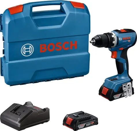 BOSCH GSR 18V-65 Professional / Wiertarko-wkrętarka akumulatorowa / 18 V / 63 Nm / 2 x 2,0 Ah / walizka