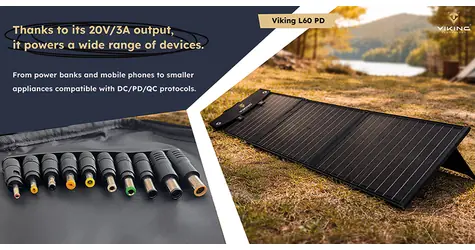 Viking L60 PD / Panel słoneczny / 60 W / USB-C PD 45 W / USB-A QC3.0 / IPX4