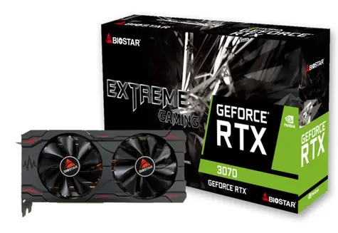 Biostar GeForce RTX 3070 8GB / Karta graficzna / 1550 MHz / 8GB GDDR6 / 256-bit / 1x HDMI + 3x DP