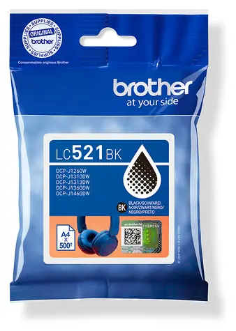 Brother LC521BK czarny / Wkład / oryginalny / do DCP-J1260W, DCP-J1360DW, DCP-J1460DW