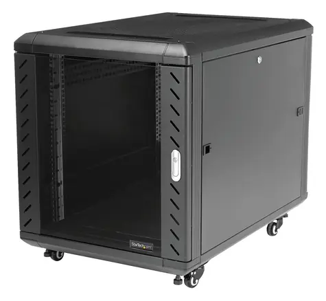 StarTech Open Frame 12U czarny / Stojak stojący / 19" / głębokość 900 mm / nośność 800 kg / mobilny