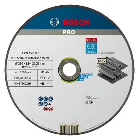 BOSCH AS 46 T Inox BF / Tarcza tnąca do stali nierdzewnej / 230 x 22,23 mm / 1,9 mm