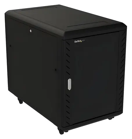 Szafa rack StarTech 15U czarna / Szafa dystrybucyjna / wolnostojąca / na kółkach / 600×1000×796 mm / nośność 800 kg