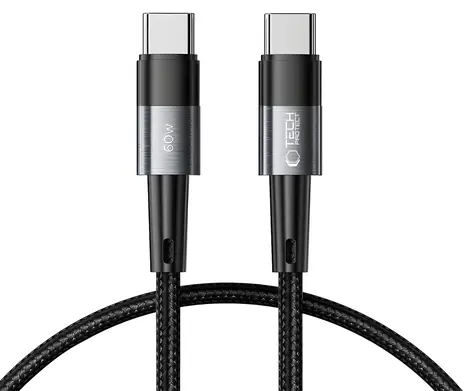 Tech-Protect UltraBoost szary / Kabel ładujący / USB-C - USB-C / PD 60W / 3A / 0,25 m