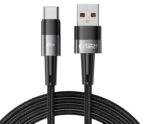 Tech-Protect UltraBoost szary / USB-C - kabel USB-C / 66 W / 6 A / 2 m
