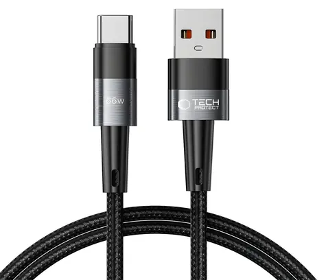 Tech-Protect UltraBoost szary / USB-C - kabel USB-C / 66 W / 6 A / 1 m