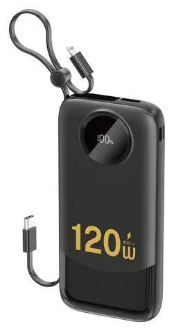 Dudao K13 czarny / Power bank / 10000 mAh / zintegrowany kabel