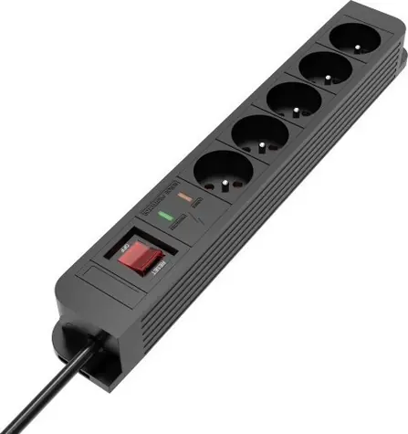 Listwa przeciwprzepięciowa TB Touch Energy 5 m / Przedłużacz / 5 gniazd / Wyłącznik sieciowy / 2300 W