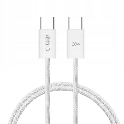 Tech-Protect UltraBoost Classic biały / Kabel USB-C - USB-C / PD 60W / 3A / 1 m