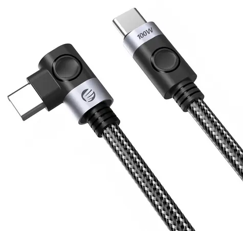 Orico C2C PD100W czarny / Kabel ładujący USB-C - USB-C / złącze kątowe / 100 W / 1 m