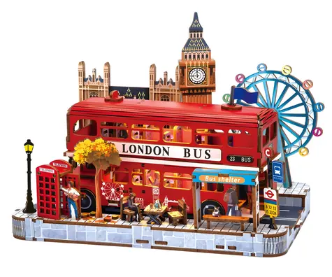 2KIDS TOYS Drewniana układanka 3D Miniaturowa scena Londynu / Układanka 3D / Ponad 200 elementów / 14+