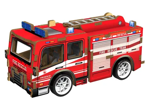 Drewniana układanka 3D 2KIDS TOYS Wóz strażacki / od 6 lat / do ciągnięcia / drewno