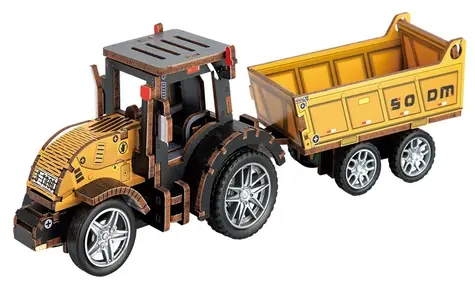 Drewniana układanka 3D 2KIDS TOYS Traktor z przyczepą / 60 elementów / od 6 lat