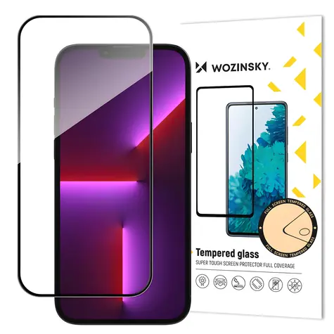 Szkło hartowane Wozinsky z ramką do Apple iPhone 15 Pro , czarne / Szkło ochronne / Pełny klej / Przystosowane do etui