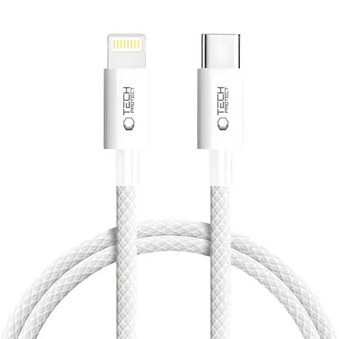 Tech-Protect UltraBoost szary / USB-C - kabel Lightning / PD 27W / 3A / 100 cm