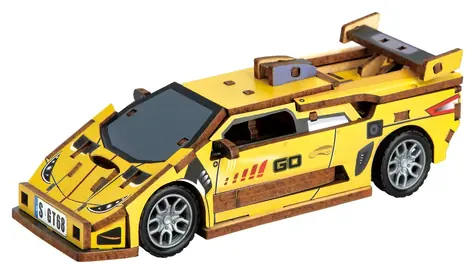 2KIDS TOYS Drewniana układanka 3D Samochód sportowy żółty / od 6 lat