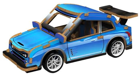 Drewniana układanka 3D 2KIDS TOYS Samochód sportowy niebieski / Drewno / od 6 lat