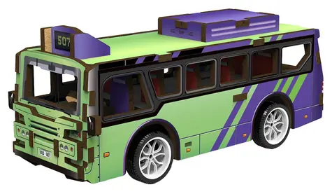 Drewniana układanka 3D 2KIDS TOYS Autobus / Do ciągnięcia / 6+ lat