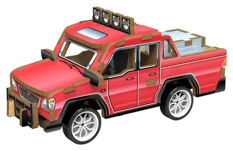 Drewniana układanka 3D 2KIDS TOYS Samochód UP czerwony / Drewno / od 6 lat